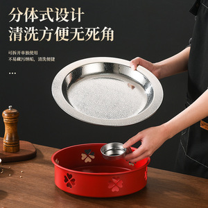 Stainless Steel Hammered Dry Pot With Alcohol Stove For Spicy Hot Pot Crab Stew Fish Head Cooking Non Stick Heat Resistant - Product Image 3