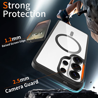 Nouvelle conception 2026 pour coque de téléphone S26 Ultra/S25 FE/S24 Plus, panneau arrière transparent, TPU souple + PC, magnétique, antichoc