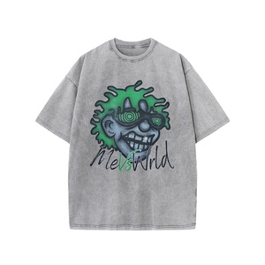 T-Shirt Rétro Vintage en Coton Lavé à l'Acide pour Homme de Haute Qualité 100% Coton Style Hip Hop Séchage Rapide à Manches Courtes Imprimé Surdimensionné - Product Image 5