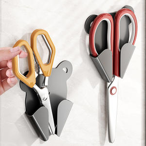 Estante de almacenamiento para tijeras de cocina, organizador multifunción montado en la pared, sin necesidad de perforación, gris plomizo, blanco roto - Product Image 2