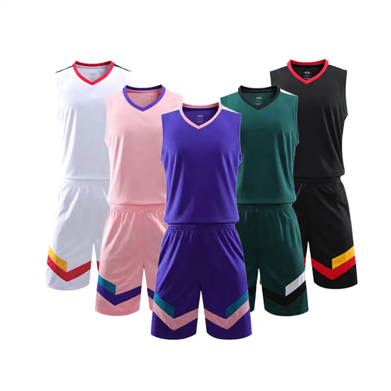 Özel yüksek kaliteli boya yüceltilmiş genç basketbolu giyim forması üniforma erkek beyaz ve siyah renk seti