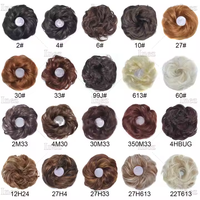 Moño de Pelo Sintético Rizado y Ondulado con Banda Elástica, Peinado Instantáneo, Cola de Caballo Corta, Moños Despeinados para Mujer, Venta al Por Mayor