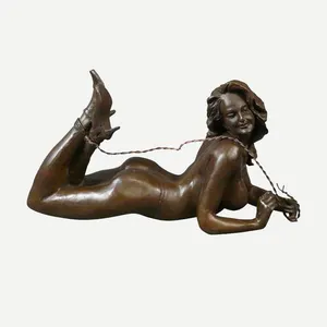 Custom Messing Sexy Dame Naakt Vrouwen Standbeeld Brons Mooie Naakte Vrouwelijke Beeldhouwkunst Sculptuur