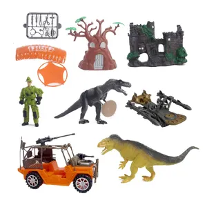 Jinying, brinquedo militar de resgate com carro e dinossauro, de plástico, brinquedo militar, conjunto de jogo