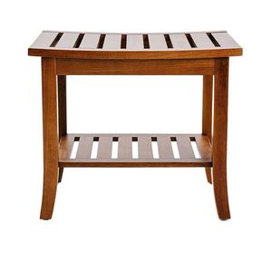 Tabouret de salle de bain en teck Park Seo 53,4x35,6x46 cm avec étagère de rangement, siège de douche imperméable, usage domestique - Product Image 1