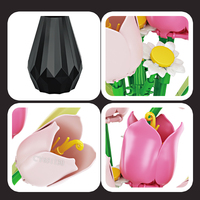 Blocs de construction floraux, fleurs décoratives, plantes, tulipes/roses, ensemble d'art et d'artisanat DIY, jouets pour développer la motricité fine des enfants