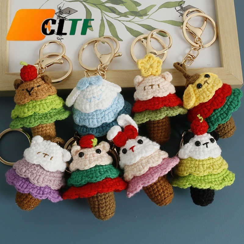 Handmade Crochet Christmas Tree Keychain Pendant