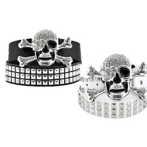 Halloween Estilo Do Punk Do Vintage Cinto Do Crânio Do Diamante com Rebite Y2K Mulheres Homens Calças De Zircão Cinto Strass Cintos De Couro - Product Image 4