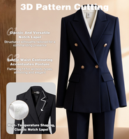 Ensemble de costume pour femme, blazer à col cranté, pantalon, tenue de bureau formelle, broderie personnalisée