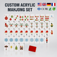 Jeu de Mahjong Américain en Acrylique 160 Pièces, Logo Personnalisé, Fichier de Conception Gratuit, Fabrication OEM ODM, Épaisseur 32/36mm, Supports Inclus, Vente en Gros