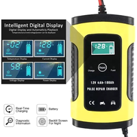 FOXSUR-Chargeur de batterie intelligent pour moto, 12V, 5A, désulfateur, réparation d'impulsion, écran LCD
