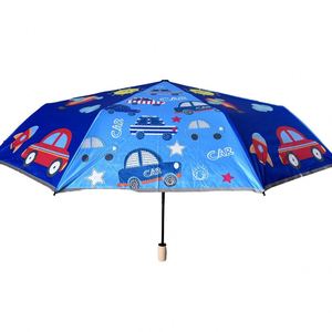 Parapluie Enfant Réfléchissant 8K Pliant Manuel Personnalisé avec Logo, Motif Dessin Animé Mignon, Protection Pluie et Soleil, Cadeau d'Affaires, Stock Usine - Product Image 1