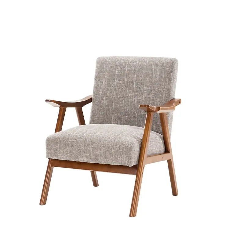Sofá de lino nórdico con acento, sala de estar silla para, reposabrazos tapizado de madera maciza, silla de ocio K/D