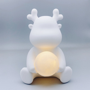 Fluide Ours Blanc Embryon Lune Veilleuse Fluide <span class=keywords><strong>Lapin</strong></span> Cadeau Créatif Tirelire 17CM Vinyle Blanc Embryon Fluide Ours Vase - Product Image 5