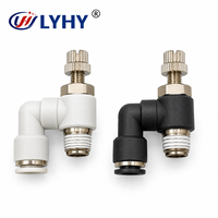 Vanne de régulation pneumatique rotative LYHY en plastique et métal avec filetage mâle 4/6/8/10/12mm 1/4 3/8 1/2 5/16 – Contrôleur de vitesse pneumatique