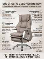 Chaise de bureau électrique ergonomique en cuir avec commandes intelligentes, inclinaison réglable et soutien lombaire pour usage domestique ou professionnel moderne