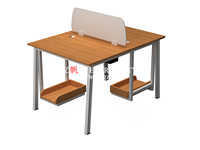 Conception populaire laboratoire 4 places bureau d'ordinateur Table en bois support de siège Table de support de processeur avec cloisons