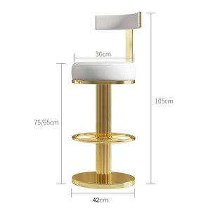 <span class=keywords><strong>Silla</strong></span> de Barra Moderna con Base Metálica Ajustable y Giratoria, <span class=keywords><strong>Silla</strong></span> Alta de Cuero de Lujo para Barra o Mostrador - Product Image 6