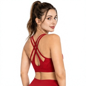 <b>Women</b> Activewear Sports Bra Four Way Stretch Seamed Yoga Gym Fitness Running Crop <b>Top</b> Breathable Fabric Front Medium Support - Product Image 4