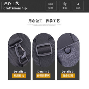 Men's Chest Bag Crossbody Bag Multi Functional Waterproof USB Port Leisure Travel Spring 2025 Classic Black - Product Image 5