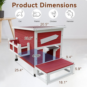 Casa para Gatos al Aire Libre, Caseta Grande para Gatos Silvestres, Refugio de Madera para Gatos al Aire Libre Resistente a la Intemperie con Puerta de Escape - Rojo - Product Image 3
