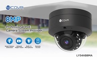 Caméra IP de surveillance extérieure 8MP PoE Dôme avec micro intégré, vision nocturne IR, détection IA des personnes et des véhicules, 8MP 4K