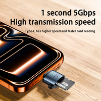 Mini Lector de Tarjetas TF USB 3.0 de Aluminio, Adaptador OTG, Lector SD de 5 Gbps, Compatible con 2 TB para Teléfono, Laptop, Cámara de Coche, Dron