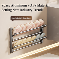 Étagère à chaussures pliable adhésive murale sans perçage en métal aluminium pour salle de bain, organisateur gain de place pour porte