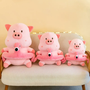 J423 nuovo design giocattoli <span class=keywords><strong>di</strong></span> <span class=keywords><strong>peluche</strong></span> personalizzati farcito maialino rosa con cerchio <span class=keywords><strong>di</strong></span> nuoto <span class=keywords><strong>fenicottero</strong></span> adorabile <span class=keywords><strong>peluche</strong></span> maialino - Product Image 2