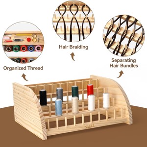 Organisateur de fils en bois Salza à 3 niveaux, support pour bobines de couture avec support pour tresses, pour un rangement organisé - Product Image 1