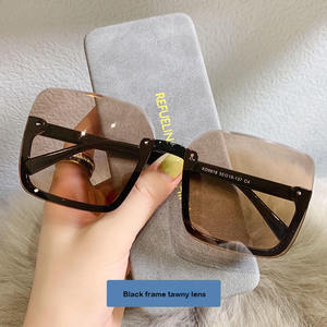 Grandi donna top alla moda occhiali da <span class=keywords><strong>sole</strong></span> mezza montatura da donna eleganti occhiali da <span class=keywords><strong>sole</strong></span> oversize quadrati di vendita calda di fascia alta coreano nero - Product Image 6