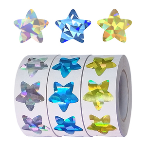 Autocollants étoiles dorées holographiques imperméables, autocollants laser récompense pour fournitures scolaires et décoration DIY - Product Image 1