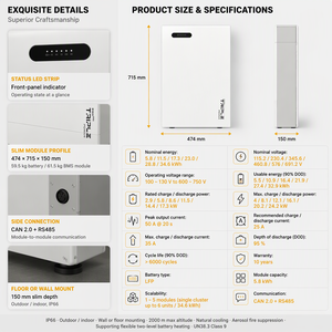Batterie haute tension <span class=keywords><strong>SOLAX</strong></span> 115.2V 5.8kWh IP66 murale extérieure pour système solaire domestique, batterie de stockage d'énergie solaire - Product Image 3