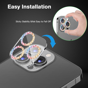 Diamond Easy Install clear <strong>Rainbow</strong> Bling Lens Full Cover Film Glitter Camera <strong>Protector</strong> for iphone 15 Pro Max 16 14 17 air - Product Image 3