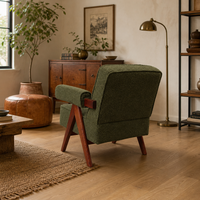 Fauteuil capitonné en bois massif de style américain rétro, nordique, Wabi-Sabi français, mobilier de luxe léger pour hôtel, club, maison, bar