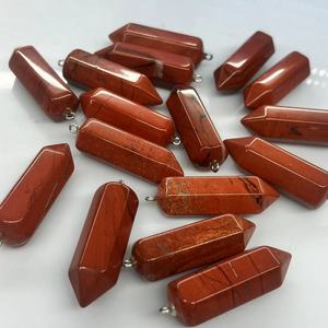 레드 재스퍼 14X43MM 육각 프리즘 보석 비즈 대형 사이즈 각진 불렛 펜던트 반귀석 DIY 주얼리 제작용 - Product Image 1