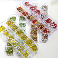 1400 pièces 12 grilles mélanger taille dos plat strass Nail Art breloques Ss4-Ss16 fond pointu cristal diamants ongles bijoux