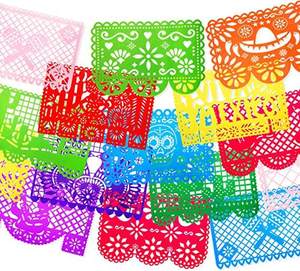 Bannière en feutre à thème Piñata Drapeau du Mexique, motif floral ajouré, pour fêtes d'Halloween, du Nouvel An et de Thanksgiving, colorée et à thème démoniaque - Product Image 3