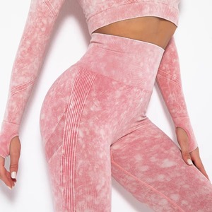 JAC22 H6625 Leggings Deportivos de Yoga sin Costuras, Tejido Lavado, Transpirables, Efecto Levanta Glúteos, Color Durazno - Product Image 3