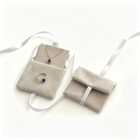 Pochette à bijoux personnalisée en velours de luxe avec doublure en satin, logo en relief et coussinet pour collier