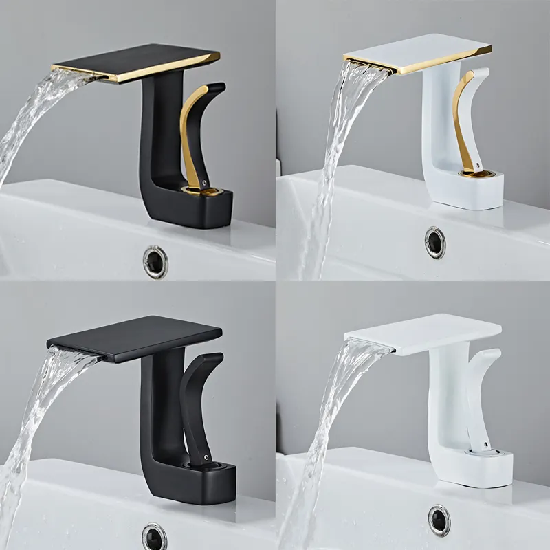 White/Black Basin Faucets Bath Basin Sink Mixer Taps Bathroom Brass Taps Square Vessel Faucet Basin Cold Hot Water Mixer Tap