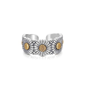 Bague marguerite rebelle Harajuku bijoux hip hop fleur en argent thaïlandais réglable manchette ouverte conception bijoux de mode - Product Image 5