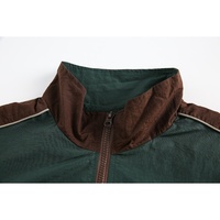 Jaket Pria Retro Nylon Warna-Blok Sporty Tahan Angin Kerah Tegak Jaket Luar Kasual Pria