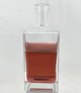 Wholesale Custom Square Glass 700ml 750ml Gin Spirit Whiskey Vodka Bottle 750ml Glass Liquor Bottles