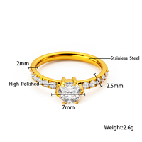 Bague de mariage en zircon étincelant pour femme, en acier inoxydable plaqué or, bijoux de luxe, solitaire, vente en gros pour filles et femmes