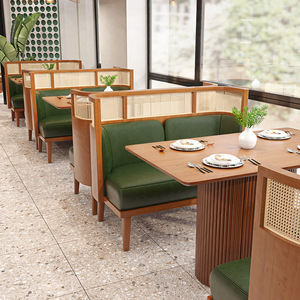 Juego de Mesa y Sillas de Madera Tejida de Estilo Americano Moderno para Cafetería, Tienda de Té con Leche, Restaurante - Product Image 2