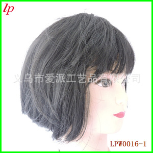 <b>Bob</b> <b>Wig</b> With Bangs 30cm Black Short Hair For Cosplay Costume LPW0016 - Product Image 3