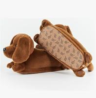 Chaussons en peluche amusants pour enfants, animaux moelleux, teckel, mignons, chauds pour l'hiver, chaussures de maison pour enfants
