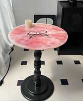 Dalle de pierre d'onyx rose naturel Table basse Table d'appoint Table à thé Décoration murale en onyx rétro-éclairé Bureau de réception translucide