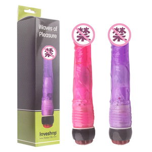 Crystal <b>Dildo</b> TPE Soft Pink And Purple Single Vibration Male Vibrator With Rotating Beads Adult Use - Product Image 1